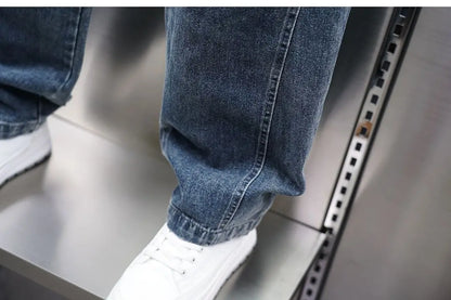 American Retro Washed Distressed Jeans Loose Straight Wide-leg Jeans Luxury Brand Men's Clothing