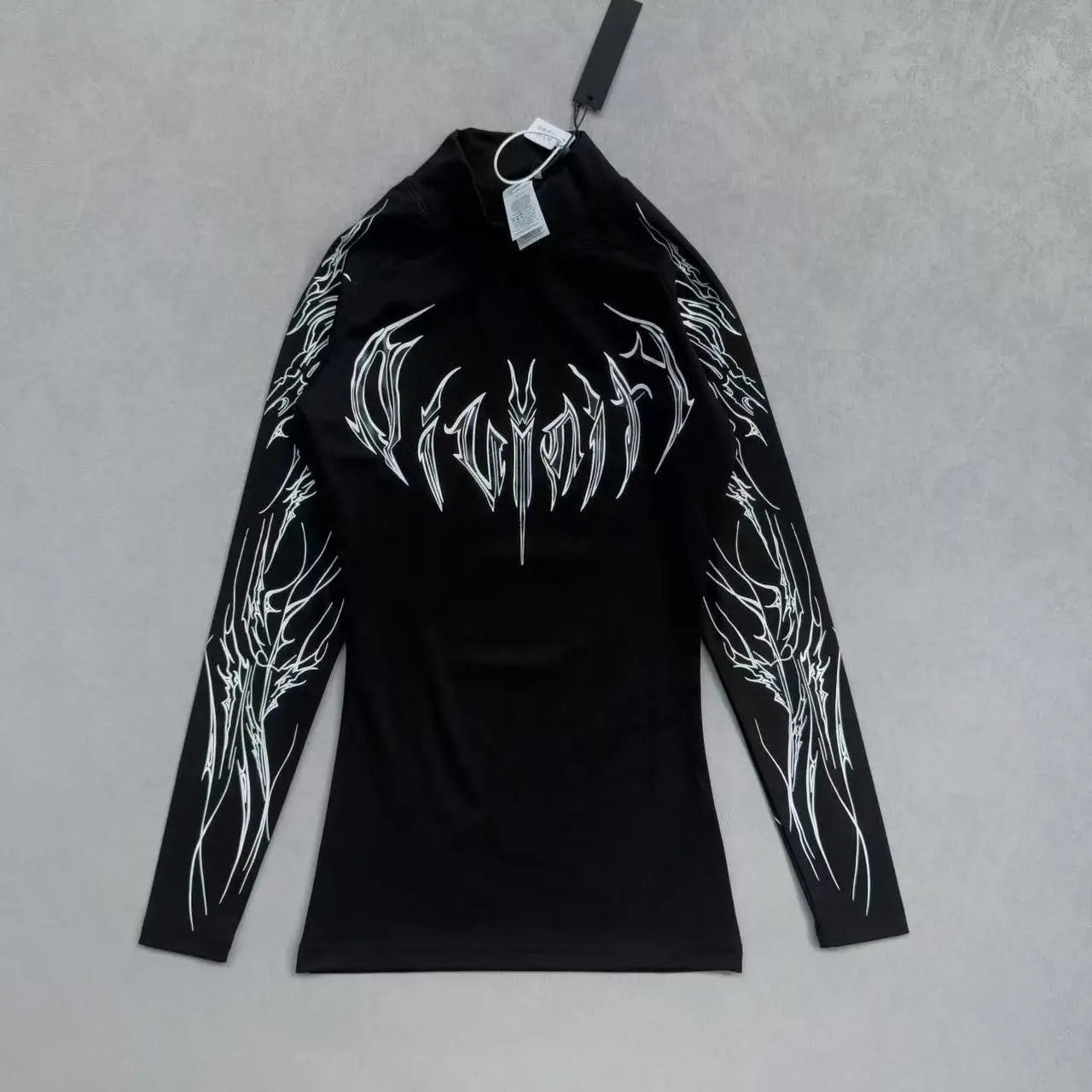 Apex Ritual – レディース長袖オフショルダーレタープリントトップス – タイトフィットカジュアルストリートウェアTシャツ