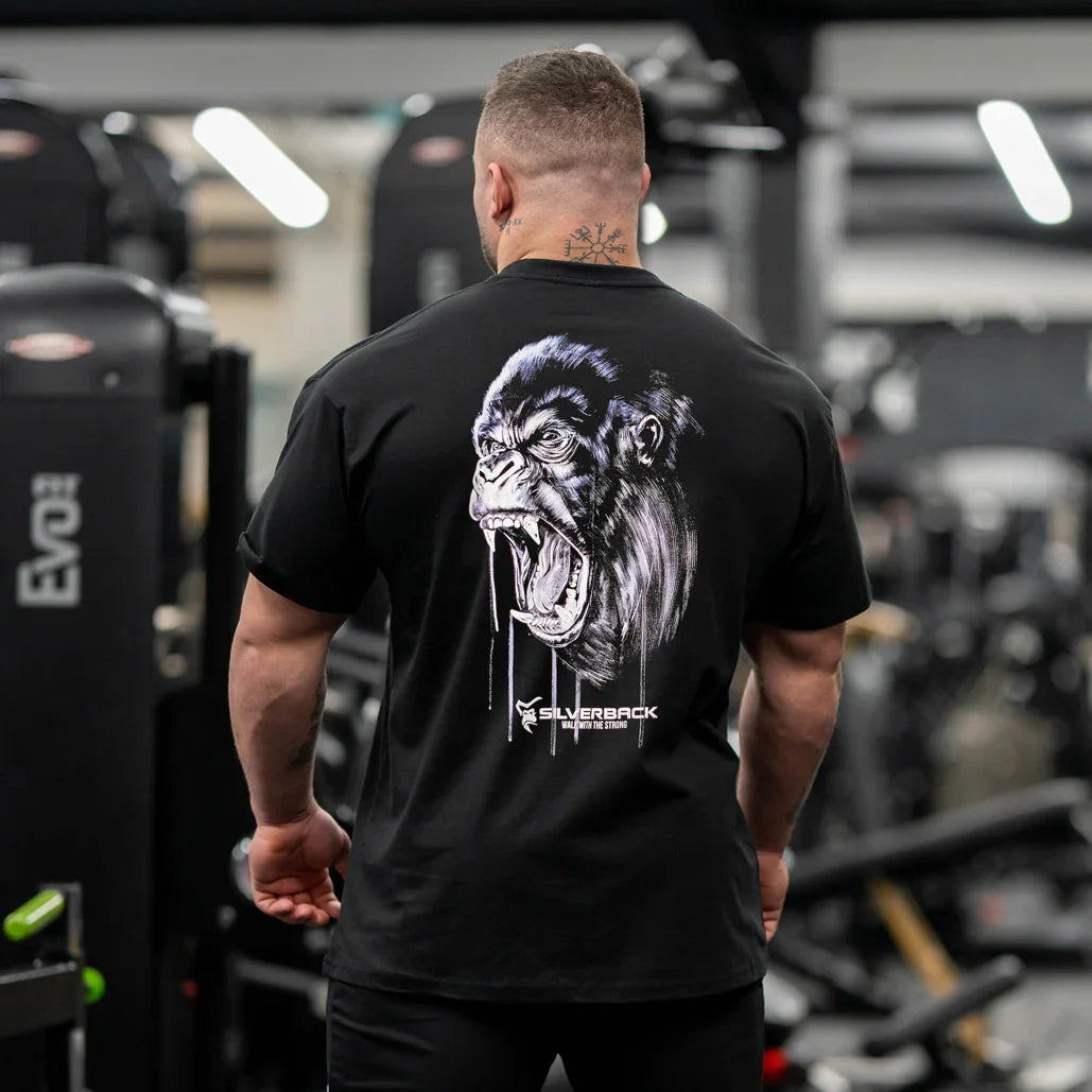 SILVERBACK Sports Men Loose T-shirt Cotton Fashion Oversized Male Tee Shirts Gym Running Streetwear Fitness T-shirt men clothing