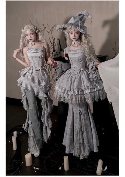 Women's Gothic Camisole Fishtail Skirt Set