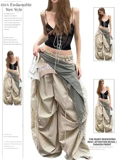 Summer Women Goblin Core Long Trousers Parachute Pants Harajuku Y2K Streetwear Loose Grunge 2000s Streetwear Hip-pop Sweat Pants