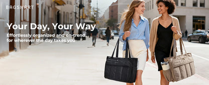 BAGSMART Tote Bag for Women Teacher Tote with Insulated Compartment Puffer Laptop Work Tote Handbags for Work Travel Gym