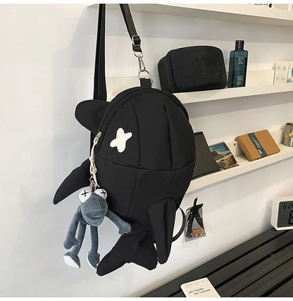 Whale Design Dual Shoulder Backpack Unisex Street Style Cycling Bag Fashionable Student Backpack for Men And Women