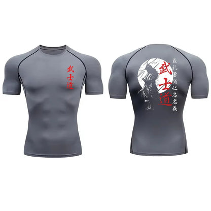 Apex Ritual – Japan Samurai Spirit Compression T-Shirt – Quick-Dry Athletic Gym Running Tee