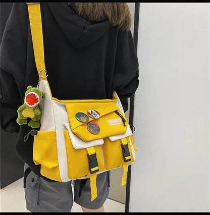 Harajuku Men Nylon Crossbody Bags for Women Messenger Bag Girls School Book Bags Youth Canvas Handbags Shoulder Bag Sac Bolsas