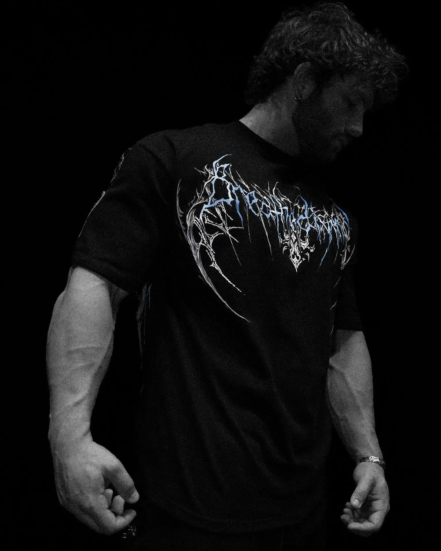Men'S Fitness Muscle Men Exclusive FitnessTShirt，Dark Sports Style，OversizedT Cotton Short Sleeve T-Shirt