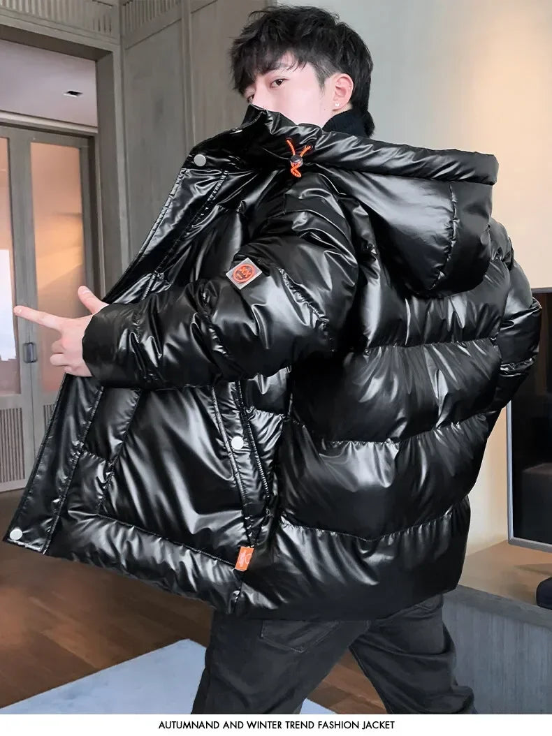 Plus size 8XL 7XL 6XL shiny coats Men Hood Warm Hip HOP winter Overcoat men's cotton-padded Parkas casual men's thickened Parka