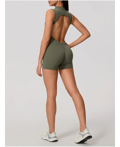 Apex Ritual – Sleeveless Yoga Bodysuit Women – High Stretch Push Up Fitness Jumpsuit