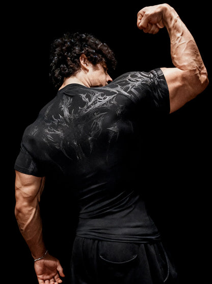 Gothic Battle Axe Short Sleeved Men's Quick Drying Stretch Fitness Suit For - APEX RITUAL men's t-shirts