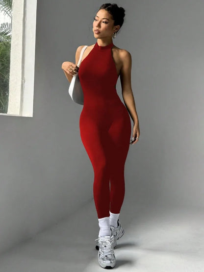Women's Workout Slim Fit Backless Jumpsuit