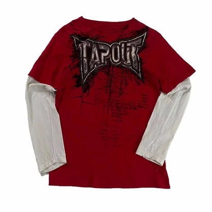 Apex Ritual – Y2K Hip Hop Oversized Long Sleeve T-Shirt – Gothic Round Neck Streetwear Top