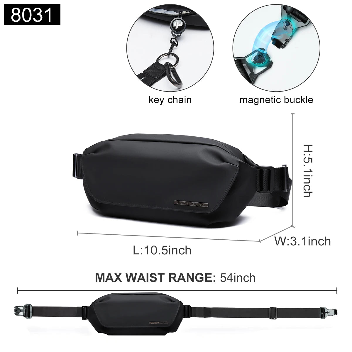 MATE ELAN Urban Business Thin Crossbody Shoulder Bag Men Fashion Waterproof Waist Fanny Pack Chest Bags Black Best iPad Bumbag