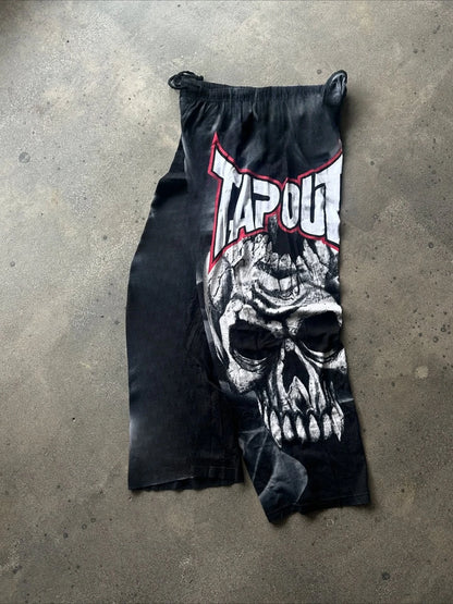 White Skull Gothic Casual Pants Mens American Retro Punk Dark Jogging Pants Harajuku Trend Sweatpants