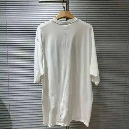 HKSH Summer Men's Tide Dark High Street Trendy Letters Print T-shirt Women Round Collar Cotton Oversized Loose Short Tees HK3578