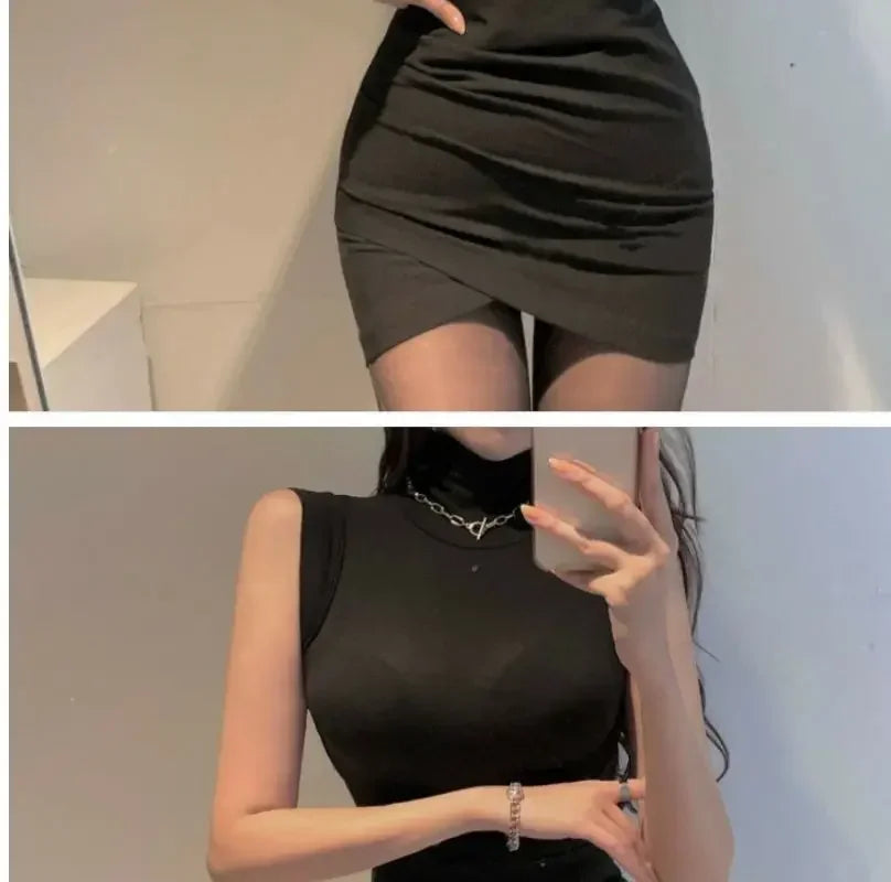 Women's Y2K Vintage Sleeveless Turtleneck Top