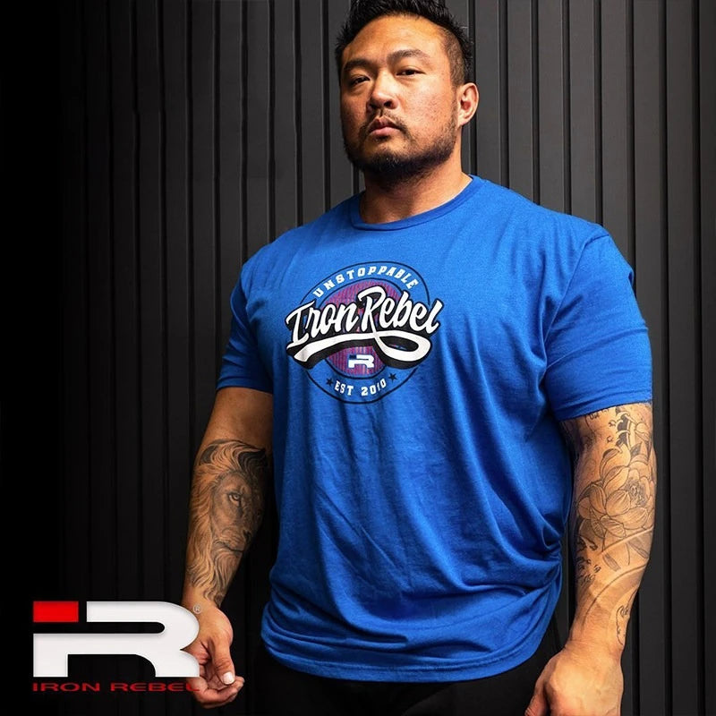 IR Series Hard Core Short Sleeve T-shirt Sport Print Round Neck Simple Sweat Absorbent Fitness Men's Clothing Training Loose