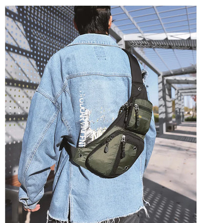 2025 New Men's Oxford Cloth Crossbody Bag Casual Single Shoulder Bag Fashionable Street Style Leisure Chest Bag for Men