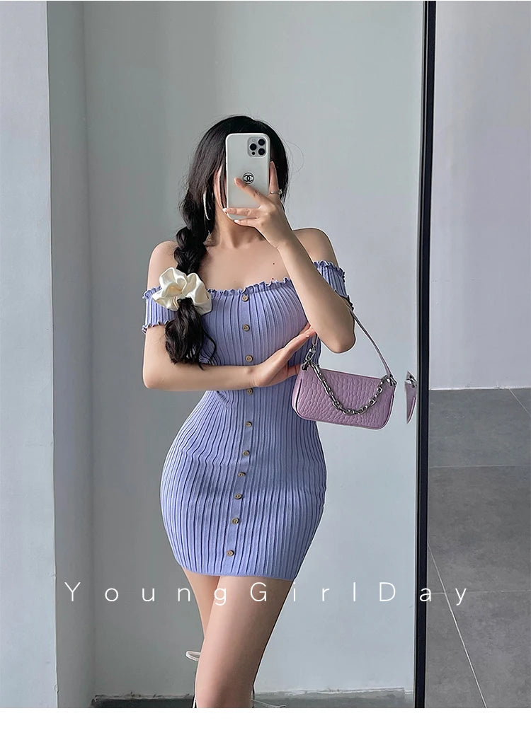 Women's One-Shoulder Knit Mini Dress