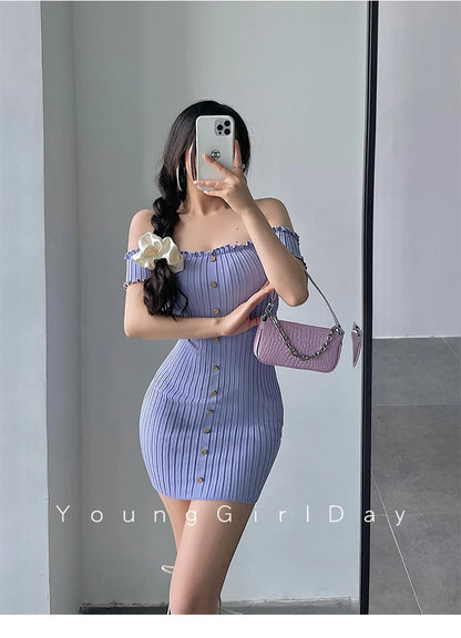Women's One-Shoulder Knit Mini Dress
