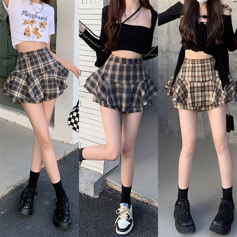 Women's Y2K Plaid Ruffle Skort