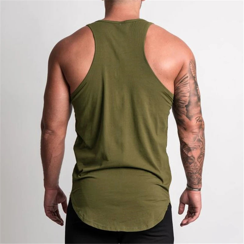 Bodybuilding New Brand Solid Tank Top Men Stringer Tanktop Fitness Singlet Sleeveless Shirt Workout Man Undershirt Gym Clothing