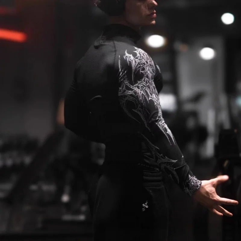 American Trendy Men'S Sportswear 2026 New Model Gym Fitness Tight-Fitting Clothes, Fitness Zipper Stand-Up Collar T-Shirt