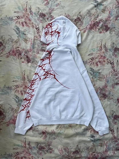 Women's Gothic Minimalist Graffiti Zip-Up Hoodie