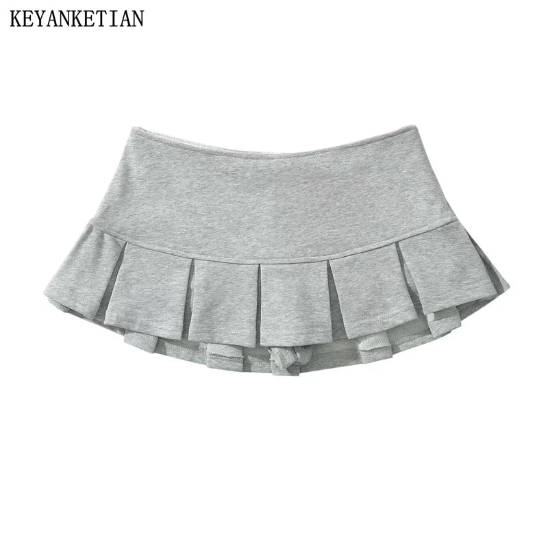 Women's Y2K Low-Rise Pleated Skort
