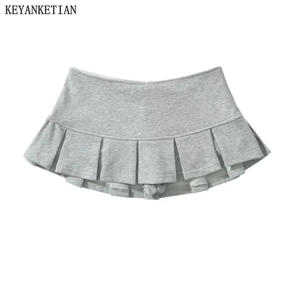Women's Y2K Low-Rise Pleated Skort