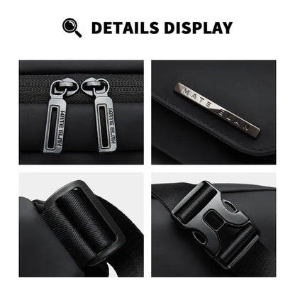 MATE ELAN Urban Business Thin Crossbody Shoulder Bag Men Fashion Waterproof Waist Fanny Pack Chest Bags Black Best iPad Bumbag