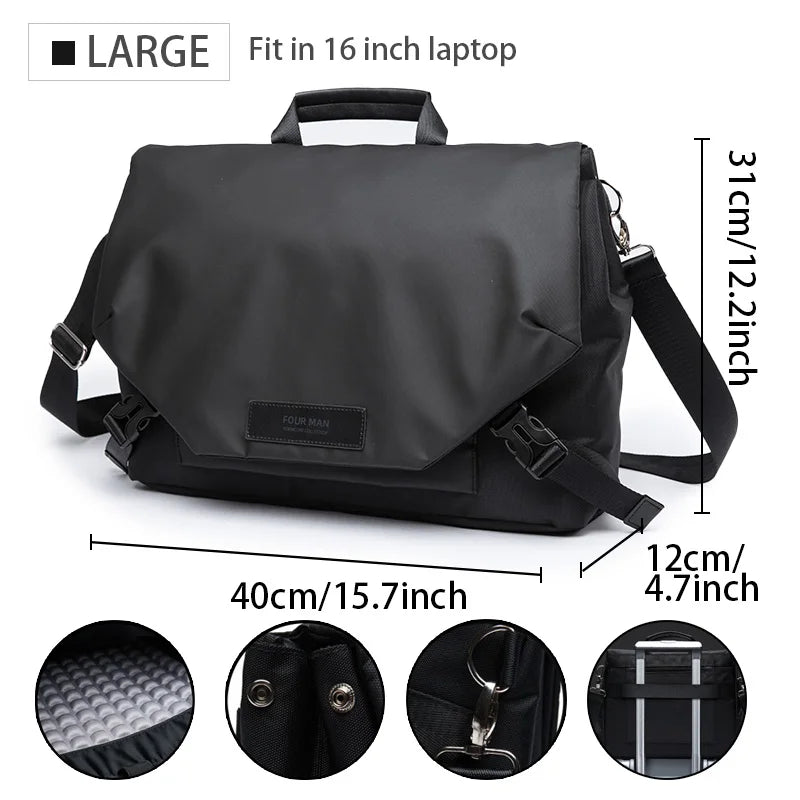 MATE ELAN Waterproof Business Men's Messenger Bag, Multi-functional Laptop Case, Casual Large Capacity Crossbody Bag for Men