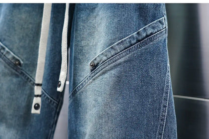American Retro Washed Distressed Jeans Loose Straight Wide-leg Jeans Luxury Brand Men's Clothing