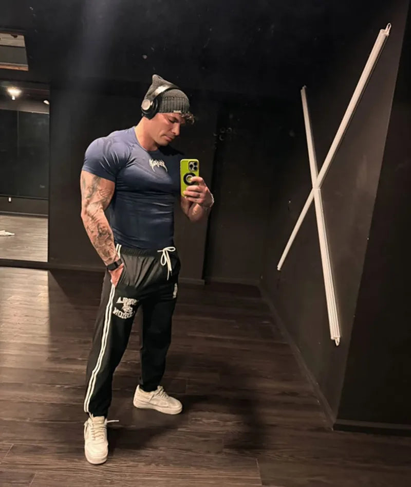 Men's Compression Short Sleeve T-Shirt Tribal Print Workout Tops Breathable Quick Dry Athletic Base Layer for Gym Training Bodyb