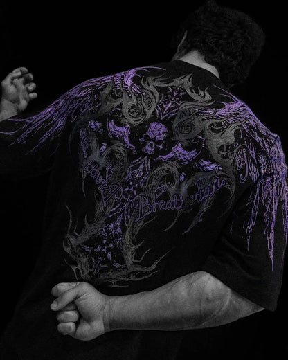 BREATHEDIVINITY Goth dark style pure cotton sports fitness men's short-sleeved t-shirt
