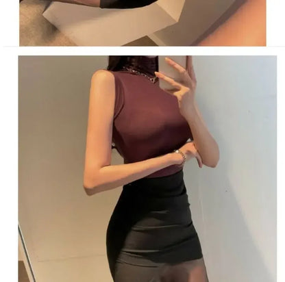 Women's Y2K Vintage Sleeveless Turtleneck Top