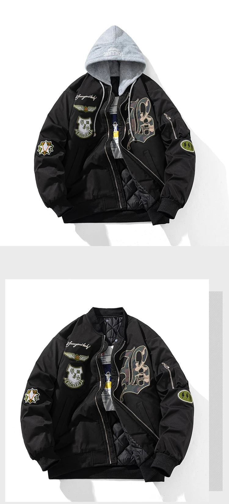 Autumn Winter Pilot Jacket Men Women Badge Star Vintage Bomber Jacket Embroidery Men Fashion Hip Hop Windbreaker Coat Streetwear