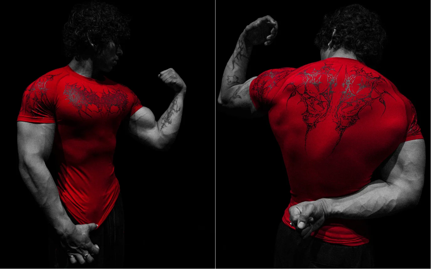 Breathedivinity Men's T-shirt - American Dark Style, Fitness and Sports Wear, Quick-Drying, Breathable, Compression Short Sleeve