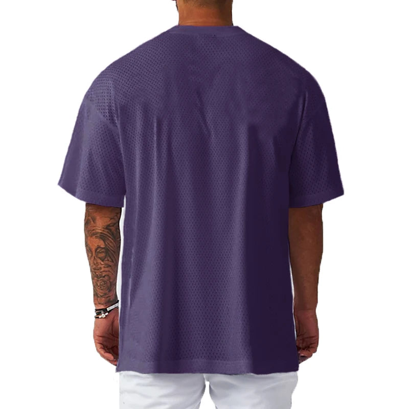 Apex Ritual – メンズオーバーサイズメッシュジムTシャツ – 速乾性トレーニング＆ランニングTシャツ