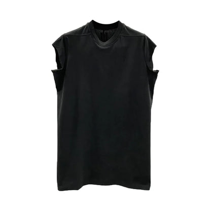 HKSH Summer New Men's Tide Dark Cotton T-shirt Classic Large Size Loose Ragged Edge Solid Color Tank Tops Chic Punk Vest HK2022
