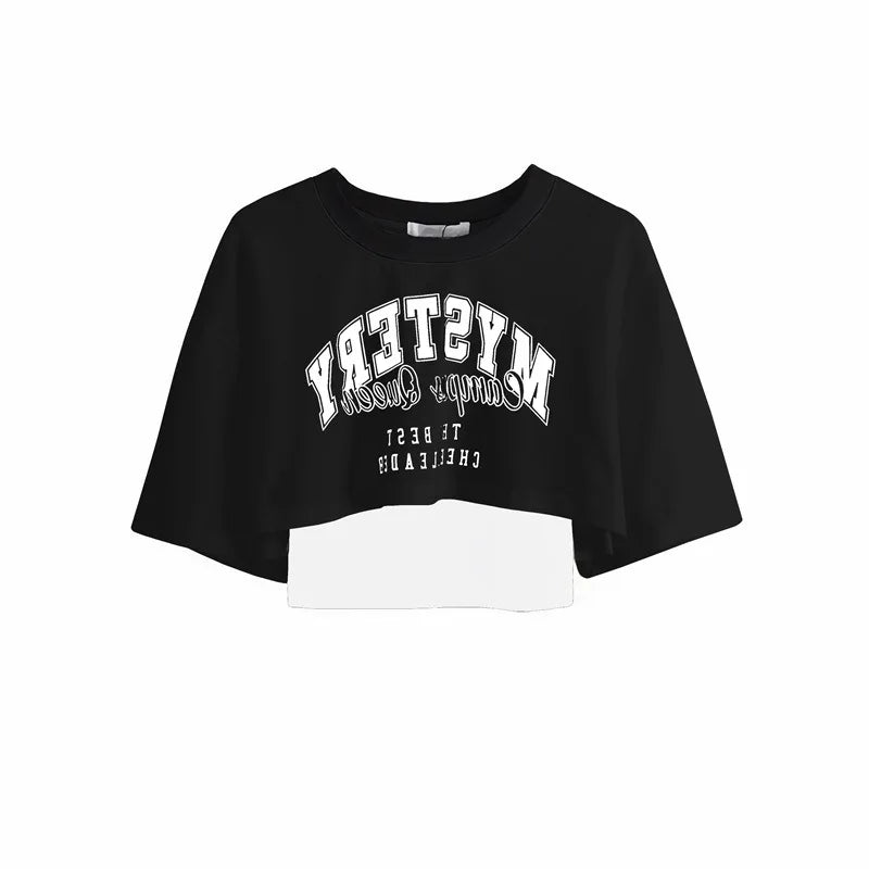 Women's Vintage Graphic Two-Piece Crop T-Shirt Set