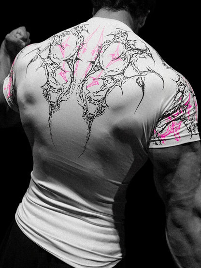 Men's Gym Workout T-shirt - Quick Dry Compression Short Sleeve Top For Bodybuilding Running Training Athletic Sports Wear