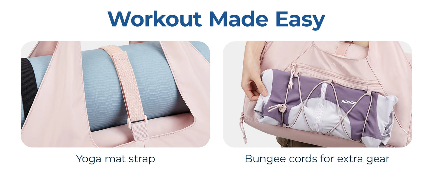 BAGSMART Gym Bag for Women Lightweight Duffel with Shoe Compartment Yoga Travel Tote Bag with Wet Pocket