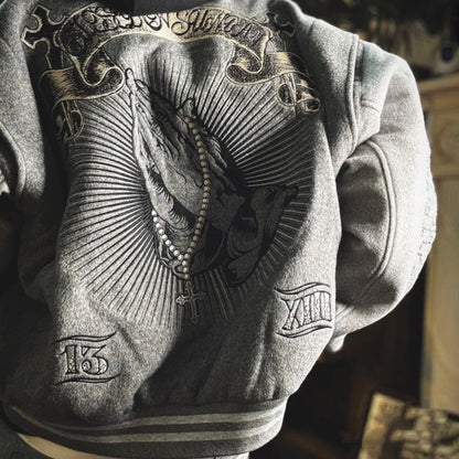 Apex Ritual – トレンディな重厚刺繍ベースボールジャケット – アメリカンハイスクールY2kヒップホップユニセックスジャケット