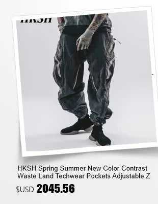 HKSH Summer Men's Tide Dark High Street Trendy Letters Print T-shirt Women Round Collar Cotton Oversized Loose Short Tees HK3578