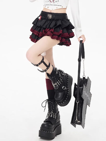Y2k Mini Skirts Summer Women Black Gothic A-Line Pleated Skirt Harajuku Vintage 90s Aesthetic Kawaii Skirt 2000s Clothes
