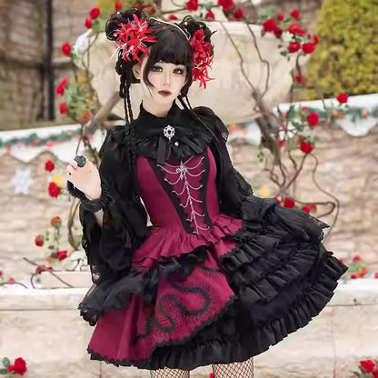Women's Dark Gothic Lolita A-Line JSK Dress