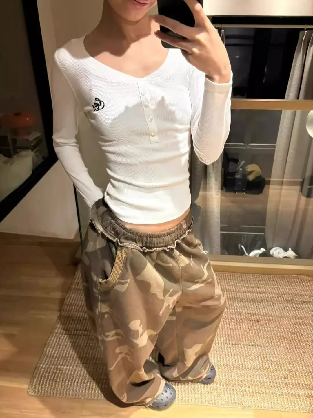 American Retro Y2K Hot Girl Camouflage Workwear Casual Pants Women Early Spring 2025 New High Waist Loose Wide Leg Long Trousers