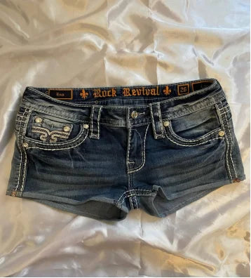 Women's Gothic Cross Low-Waist Denim Shorts