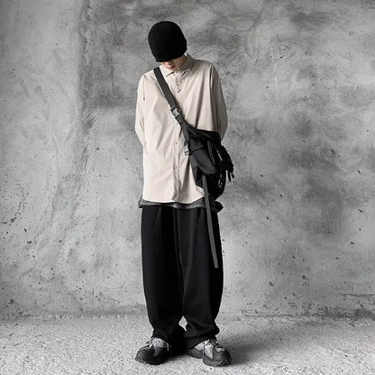 Shopper Nylon Shoulder Gothic Black Crossbody Messenger Tote Bags For Men Women's Hip Hop Techwear Satchel Waist Goth Postman