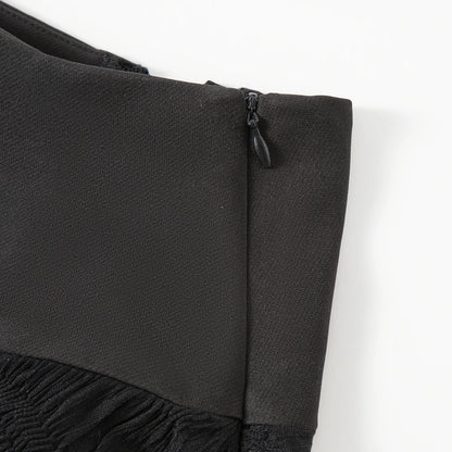 Gothic Long Skirt Bandage Lace Mesh Patchwork High Waist A Line Drawstring Split Black Skirt Irregular Aesthetic Female Fashion
